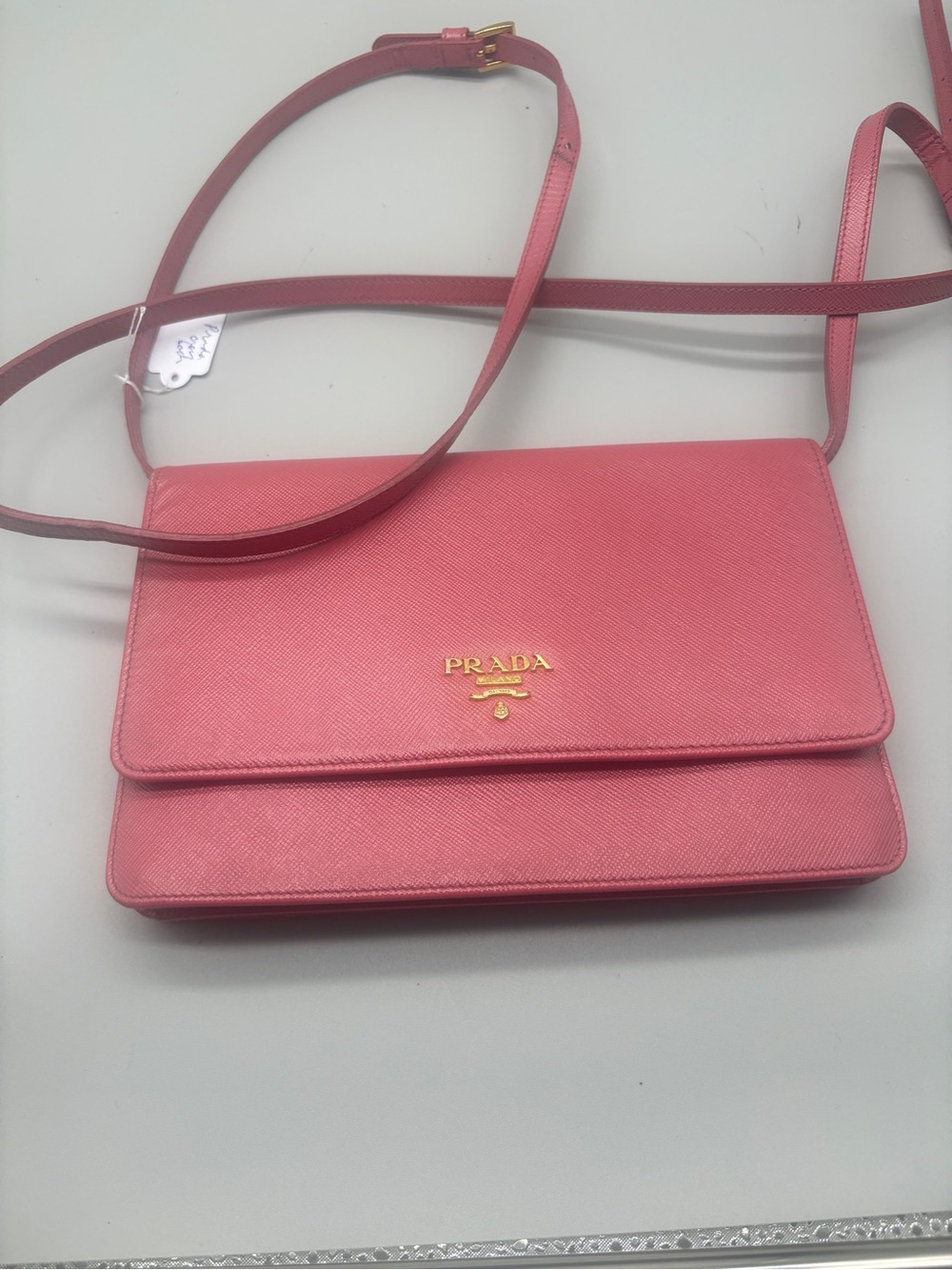 Prada Coral Pink Saffiano Leather Crossbody Bag